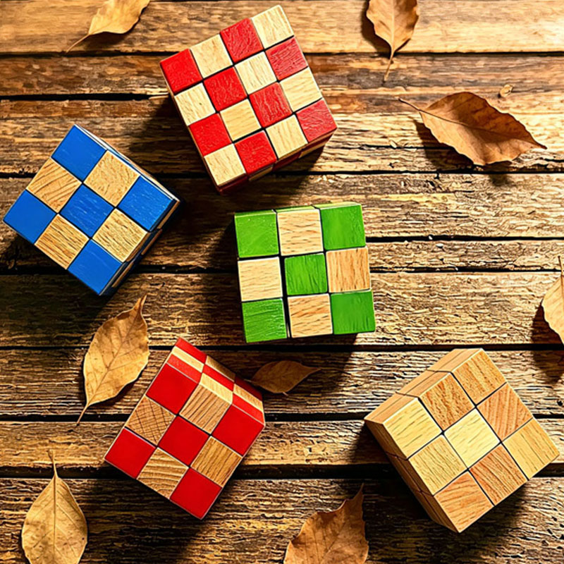 Wooden Puzzle Kids - مكعب الثعبان المربع، ألغاز خشبية لتحدي